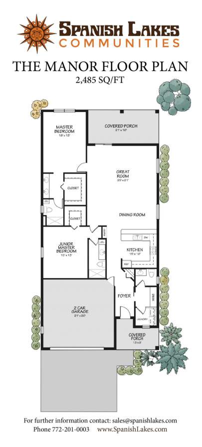 Spanish Lakes Communities: The Manor Floor Plan, 2,485 sq ft